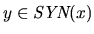 $y\in\mbox{\it SYN}(x)$