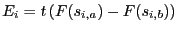 $\displaystyle E_i = t\, (F(s_{i,a}) - F(s_{i,b}))
$